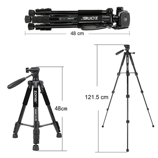 Kraftigt kamerastativ, trådlös fjärrkontroll, 360° panoramafunktion, stöder DSLR, telefon och mer, perfekt för utomhusäventyr