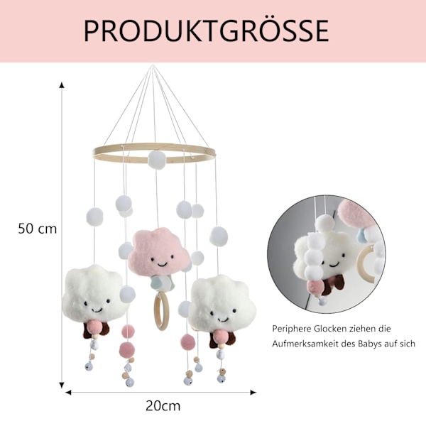 Molnformad pälsboll vindspel hängande blå