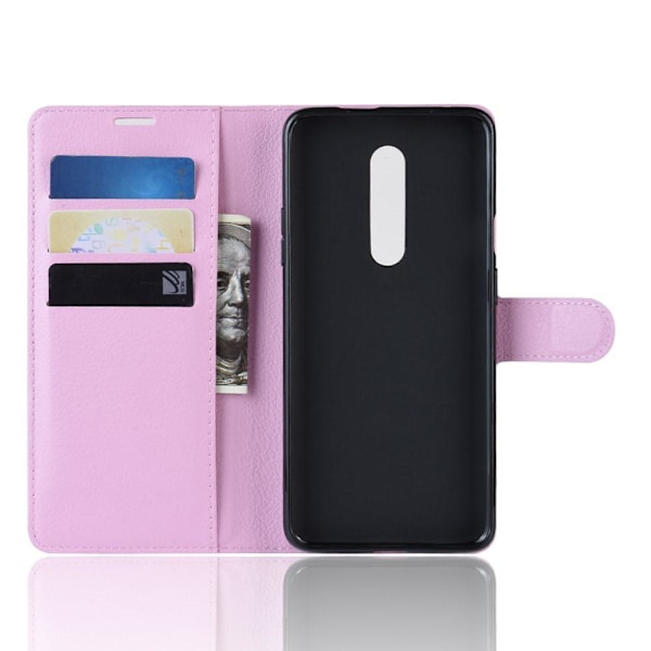 OnePlus 7 Pro - Litchi Plånboksfodral - Ljus Rosa LightPink Ljus Rosa