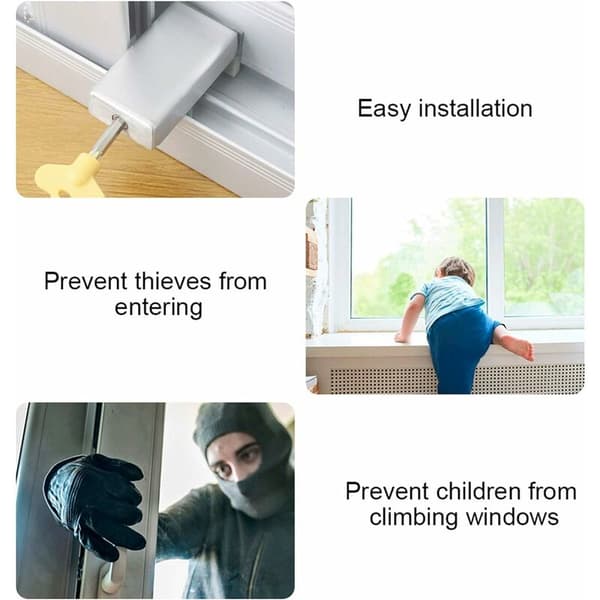 2 stycken med nyckel Säkerhetslås för dörrkarm av aluminiumlegering, justerbart