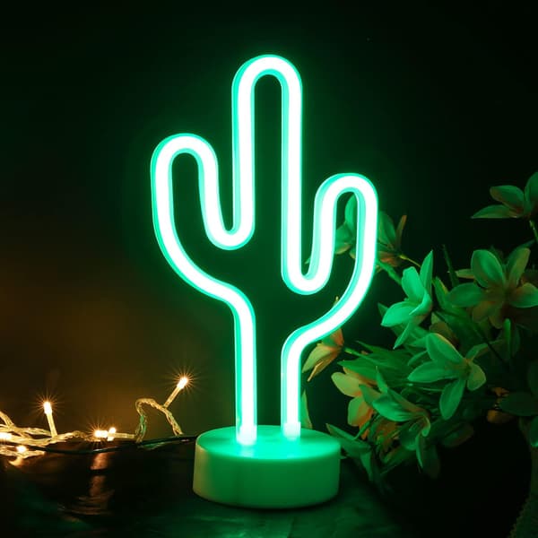 Kaktus Neonskylt - Kaktus LED Skylt Dekor - USB Batteri Heminredning