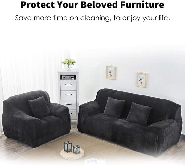 Elastisk sofatrekk, 1-delt fløyels elastisk sofatrekk, 1-seters sofa