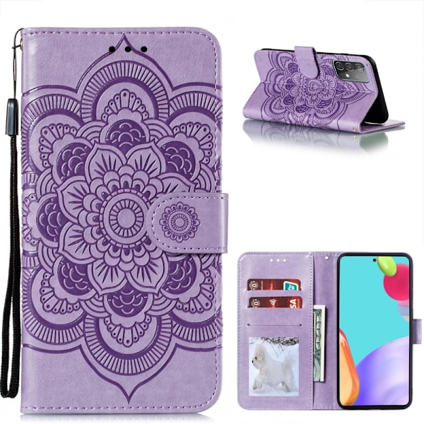 Samsung Galaxy A52 / A52s - Mandala Läder Fodral - Lila Purple Lila
