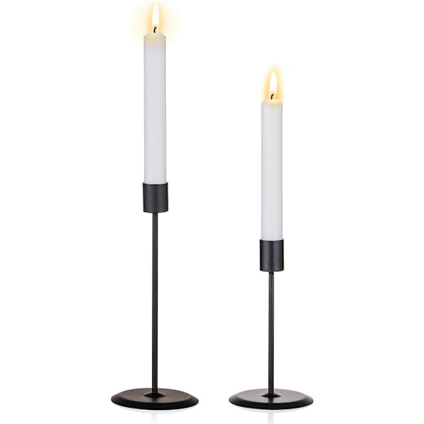 2 Sorte Taper Lysestager, Dekorativ Midtpunkt Lysestager