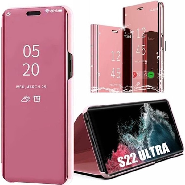 Fodral till Samsung Galaxy S22 Ultra Pink Fullt skydd Anti-Scratch Clear View Rosa