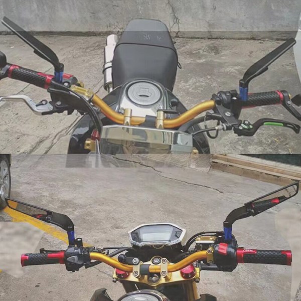 Hög Synlighet Motorcykel Vinge Backspegel, Aerodynamisk Vinge Svängbara Backspeglar med 90° Roterbar Justerbar Funktion för De Flesta Motorcyklar