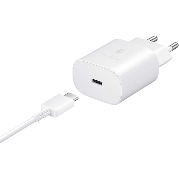 SAMSUNG 45W PD batteriladdare + EP-TA845X kabel vit