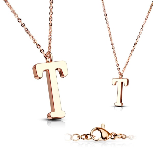 Bokstav halsband i Rose Guldpläterad 316L kirurgiskt stål (A-Z) Bokstaven C