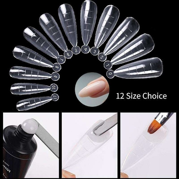 48st nagelform för polygel - Akrylnaglar - Nageltippar, Dualform Transparent Nr - 8
