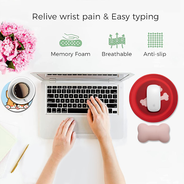 Ergonomiskt Musmatta Handledsstöd och Tangentbord Handledsstöd Set med Halkskydd, för Gaming Kontor