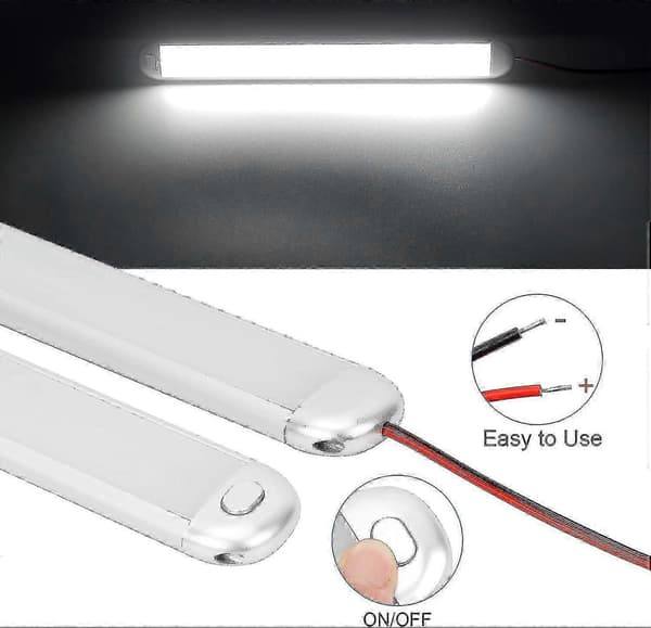 12V LED-lys Campingvogn 12V LED Strip Lys Bobil Van Lys Innvendig LED 12V Med Bryter På/Av 2 stk