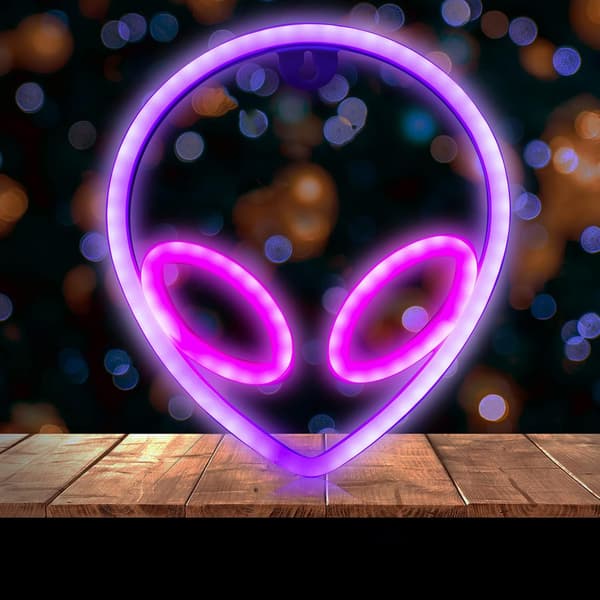 Mors Dag Present Rosa och Blå Alien LED Neonljus - Cool Vägg