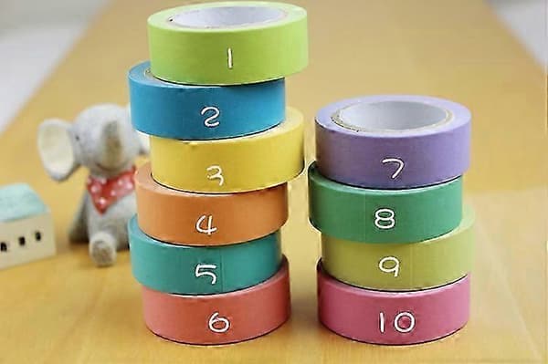 10 stk. farvet malertape, farvet malertape til kunst og håndværk, mærkning