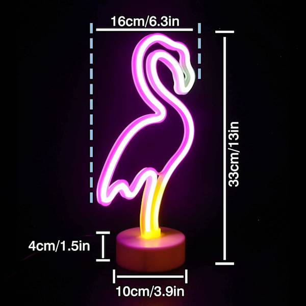 Flamingo Neonskylt - Flamingo LED Skylt Dekor - Batteri USB-driven