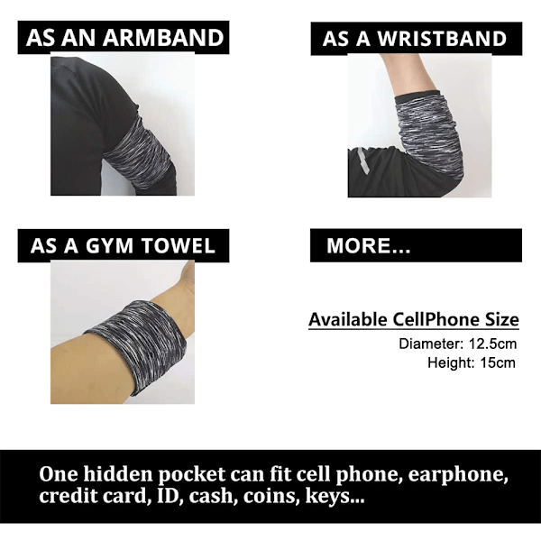 Sportarmband för iPhone 12/11/8/7/6/SE/X/XR/XS/Max/Pro och Samsung Galaxy S20/S10/S9/S8/Plus. Löpararmband telefonhållare för träning,