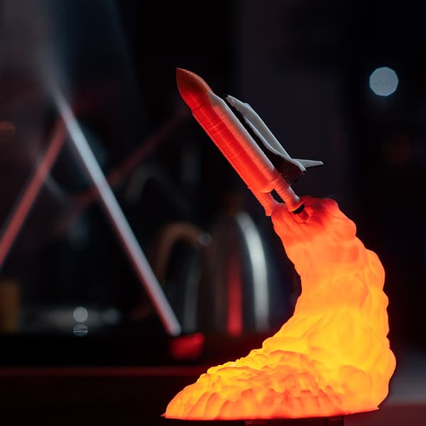 3D-printet rakettlys ornament LED nattlys stemningslys suvenir