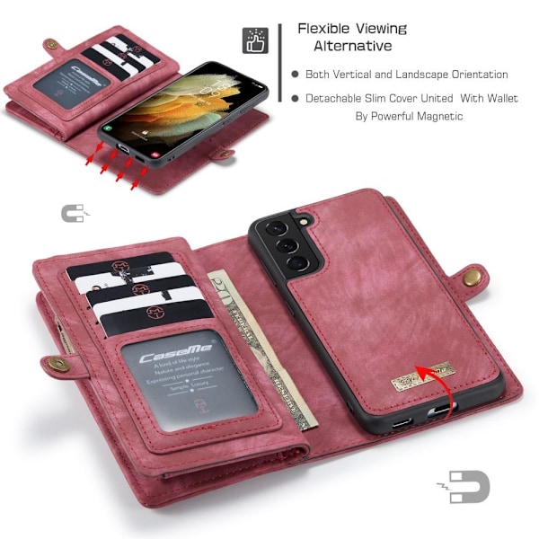 Samsung Galaxy S21 Plus - CASEME 2-i-1 Multifunkti Red Röd