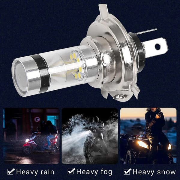 2 st H4 9003 Hb2 Led Motorcykel Strålkastarlampor Hid Hög&låg Ljusbild 6500k Vit