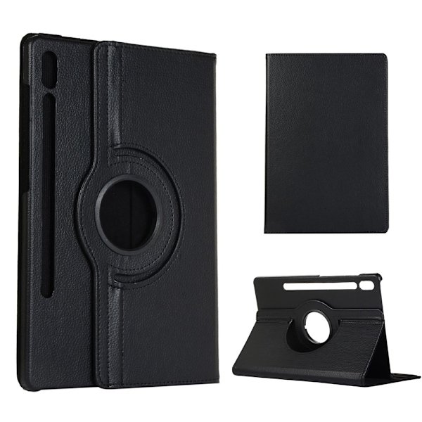 Galaxy Tab S7, Tab S8, 360° rotation, etui, sort Black Svart