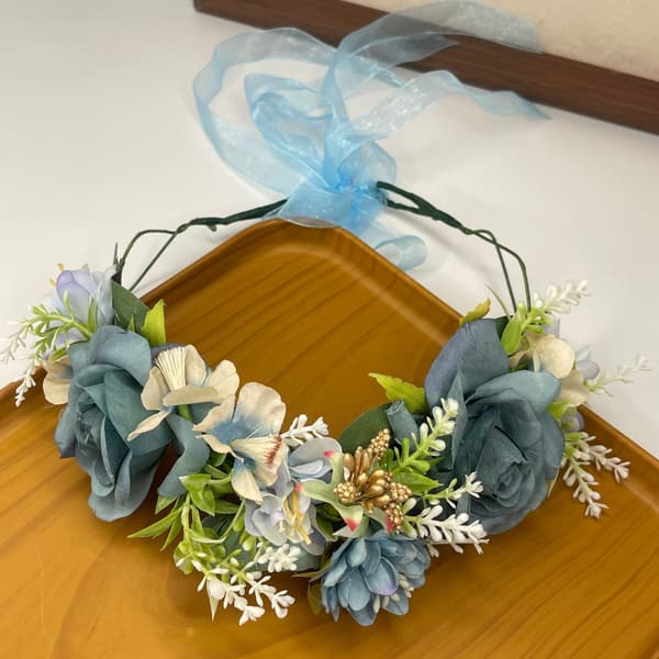 Skov-stil kunstig blomsterkrans hårtilbehør HH75-1 Blå