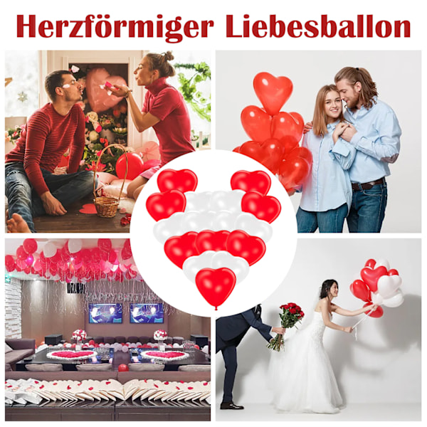 Kärlekens Duk, Hjärballonger För Att Förtrolla Dina Speciella Dagar, Röda Vita Ballonger Enfärgad Design, Partydekorationer Med En Romantisk Twist, Förtjockade