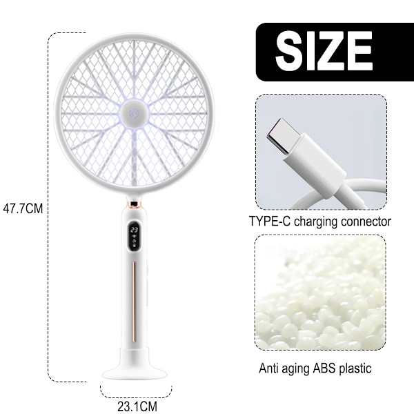 Högspännings LED-belyst Elektrisk Insektsdödare, Säker Nätdesign med Typ-C Uppladdningsbart Batteri, Dubbel Funktion Insektsdödare och Nattlampa för Inomhusbruk