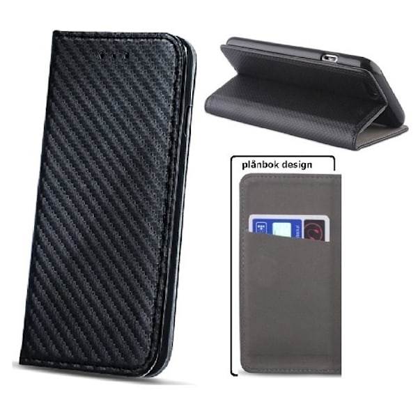 Huawei P9 Lite Mini - Smart Carbon Mobilplånbok - Svart Svart