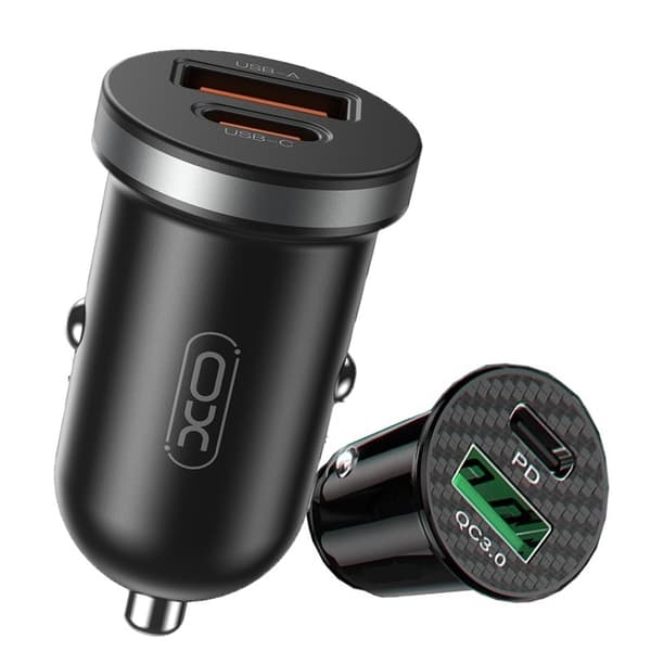 QC3.0 Autolaturi USB-C PD / USB - 30W iPhone, Samsung Musta