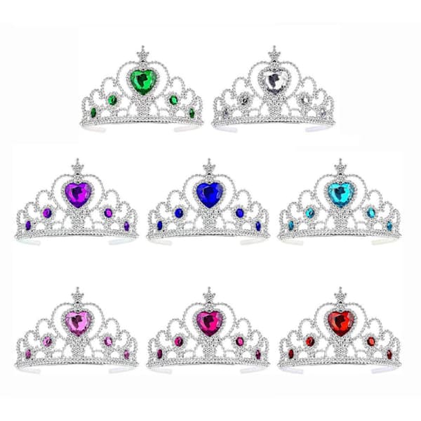 Sæt med 8 prinsessediamanter krone børn piger prinsessediamanter