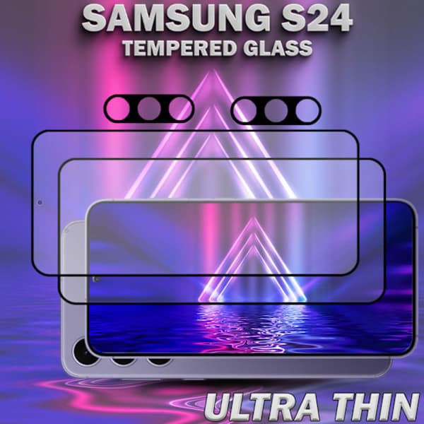 2-pack SAMSUNG S24 Skärmskydd & 2-pack Linsskydd - Härdat glas 9H - Superkvalitet 3D