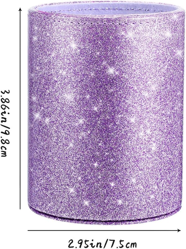 PU Glitter Pennholder Blyantkopp Rosegull Skinnende for Kvinner Jenter,