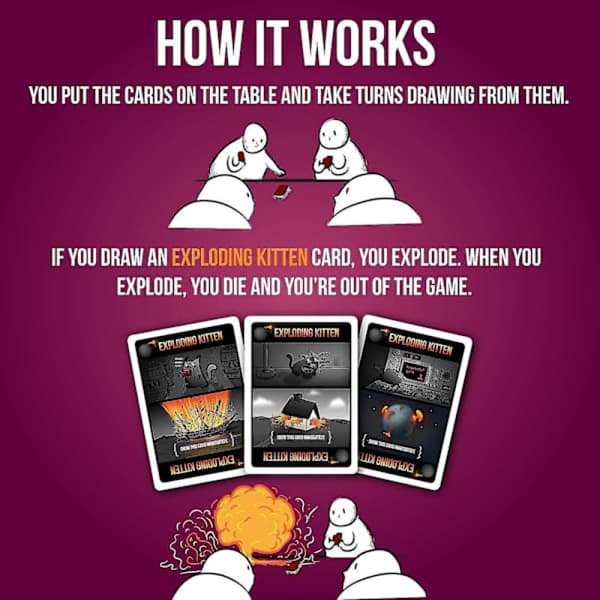 Exploding Kittens Party - Et russisk roulette-kortspil, simpelt familievenligt spil