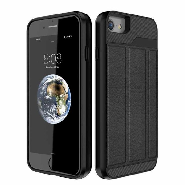 iPhone 8 Stöttåligt Skal med Kortfack Solid Svart