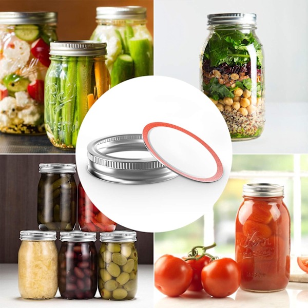 Delade band av bleckplåt för Mason Jar-burkar, vertikal mönsterdesign säkerställer grepp, livsmedelsklassat material för säker förvaring, silver (24 st, 70 mm)