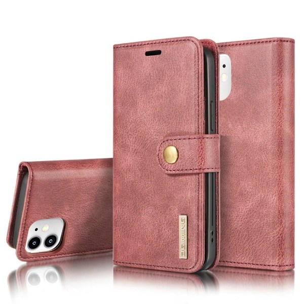 DG.MING iPhone 12 Mini Split Läder Plånboksfodral - Röd Röd