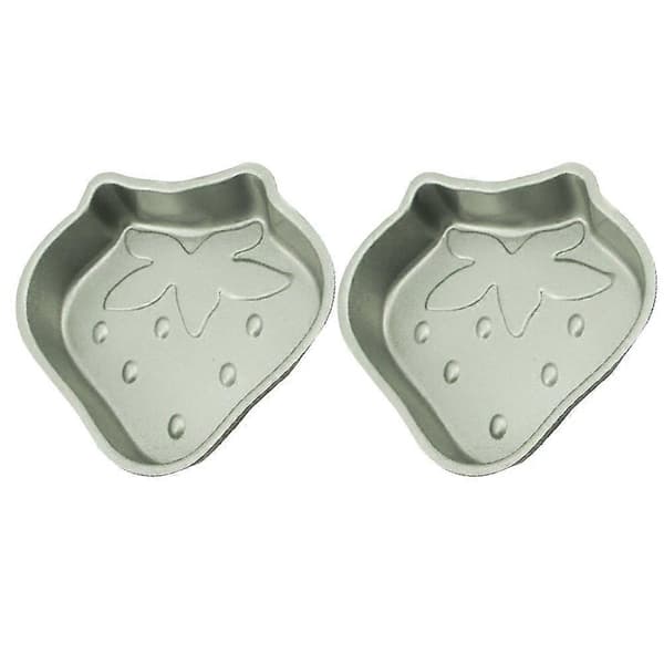 2 stk Mini Kakeform Stekebrett Kakeform DIY Kake Stekebrett Husholdningsbakeutstyr Puddingform (Sølv Jordbær)