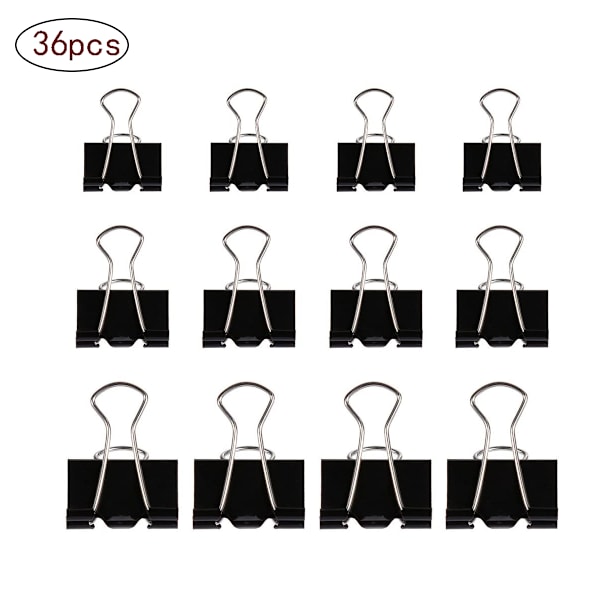60 stk. foldback-clips multifunktionelle papirclips bindeklips 19/25/32 mm sort