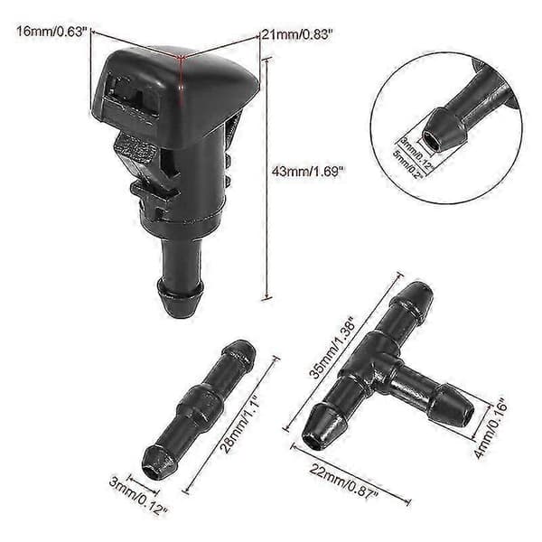 Frontrude Sprinklerdyser Kit til Ram til Forrudevaskerslange med Konnektorer Erstatter 511
