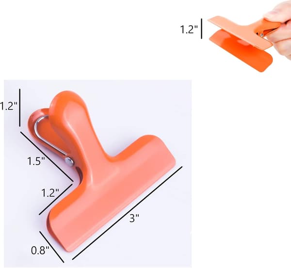 Croc Jaws Chip Clips Orange. Rustfrit stål. 3 tommer - Pakke med 3