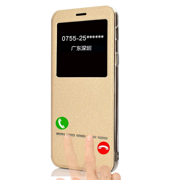 Elegant Smartfodral Svarsfunktion Fönster Samsung Galaxy A6 Plus Röd