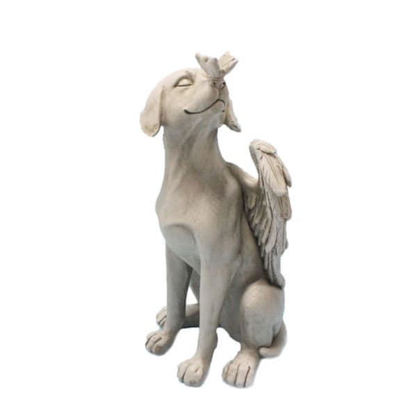 Hagefigur Engel Hund Resin Dyreskulptur, Pynt