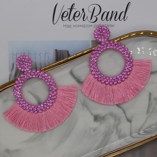 Lyserøde bohemeøreringe til kvinder Mode Kreative håndlavede kvastøreringe Pink