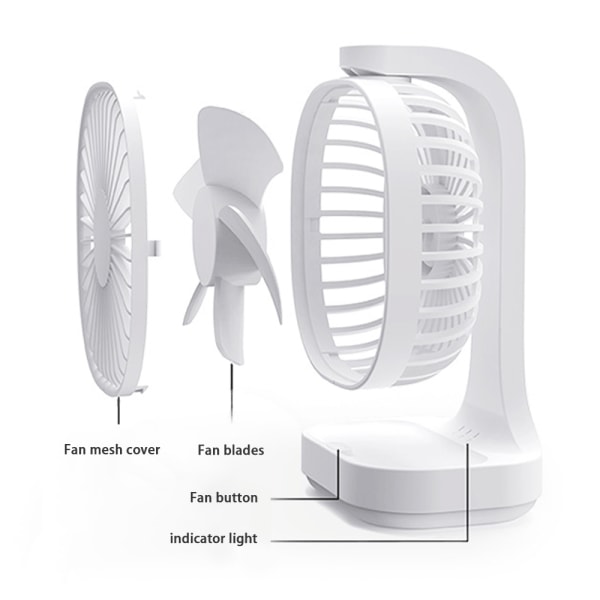 Skrivbordsfläkt USB-laddning stor kapacitet 4000 mA ljudlös kontor