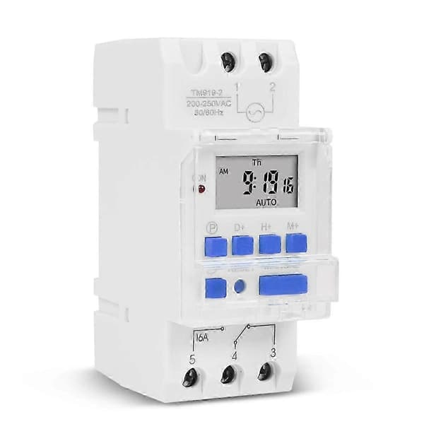 TM919A-2 Programmerbar Digital Tidsbryter Relé Timer Kontroll AC 220V 16A Din Skinne Montering