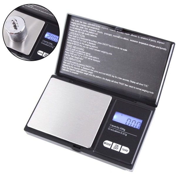 Precision Pocket Scale 200g x 0,01g, Digital Gram Scale Small He