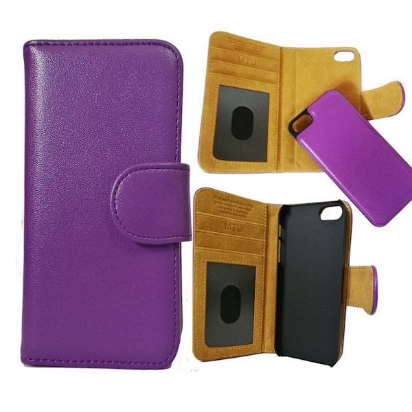 iPhone 5/5s/SE - Eco-Läder Mobilplånbok avtagbar Bakstycket -Lil Lila