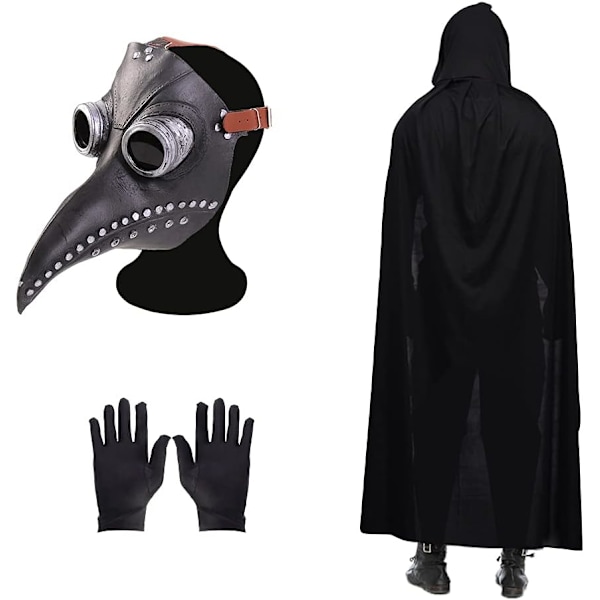 Plague Doctor Mask Halloween Fågel Mask Retro Nit Steampunk Latex Mask