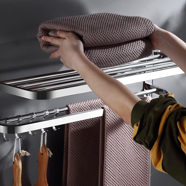 Håndklædeholder til badeværelse, vægmonteret håndklædestativ i rustfrit stål med foldbart design, rustbestandigt og holdbart badeværelsestilbehørssæt til moderne 50cm