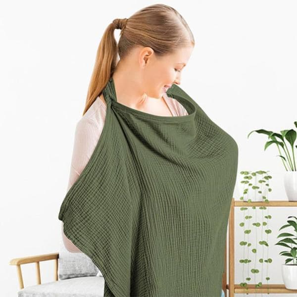 Muslin Amningsskydd Andningsbart Bomullsskydd För Amning & Pumpning Med Styv Ring Kamel Dark Green