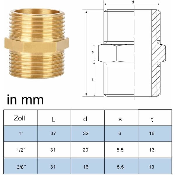 Tunge messingrøradapterfittings, solid messing haveslangeadapter til VVS og centralvarme, designet med præcision NPT han sekskantnippel til